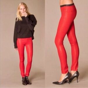 HELMUT LANG Red coated skinny jean/pant Size 27 $230